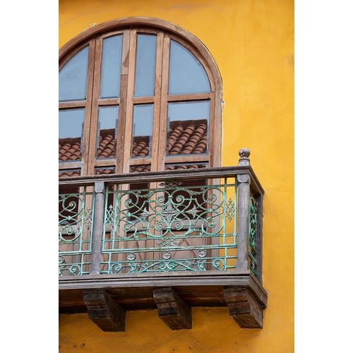 South America-Colombia-Cartagena Typical historic colonial architecture-balcony detail